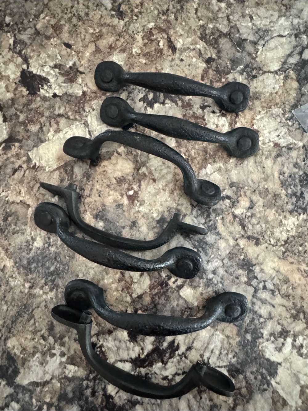 Rustic Black Iron Drawer Pulls - Set of 6
